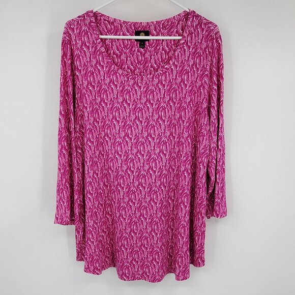 JM Collection Women's 3/4 Sleeve Whirled Pattern Tunic Top Blouse Shirt Size 2X - Picture 1 of 7